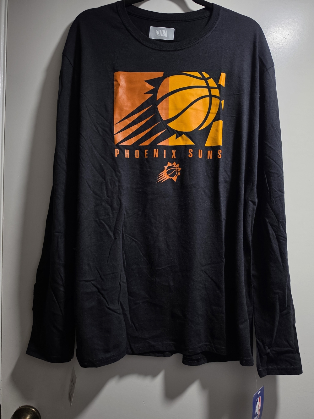 NBA Phoenix Suns Black Long Sleeve Tee with Orange Graphic